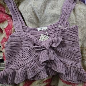 Active USA Lavender Crochet Crop Top